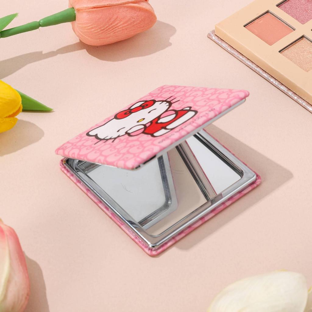 Portable Double-Sided Folding Leather Makeup Mirror for Dorms