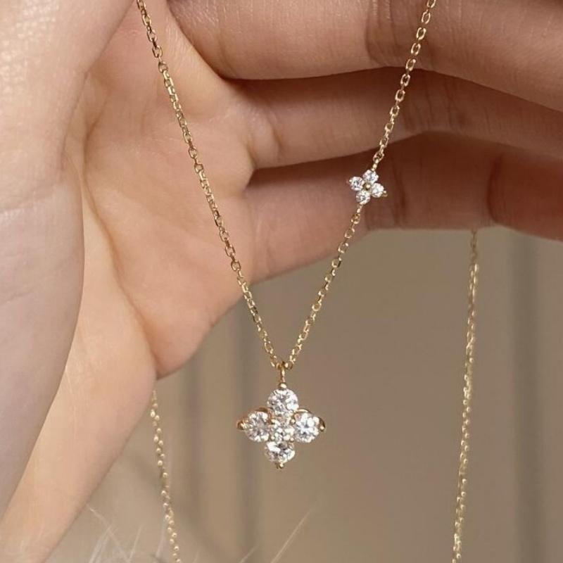 Light Luxry Flower Inlaid Zircon Necklace for Women 2026 New Trend Chain Neckalce Party Jewelry Gifts