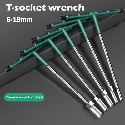 6-19mm T-nyckel Momentnyckel Gummihandtag Insexnyckel Mekanikerns Skruvmejsel Reparationshylsnyckelsats Bil Mekanisk Verkstadsverktyg Handverktyg