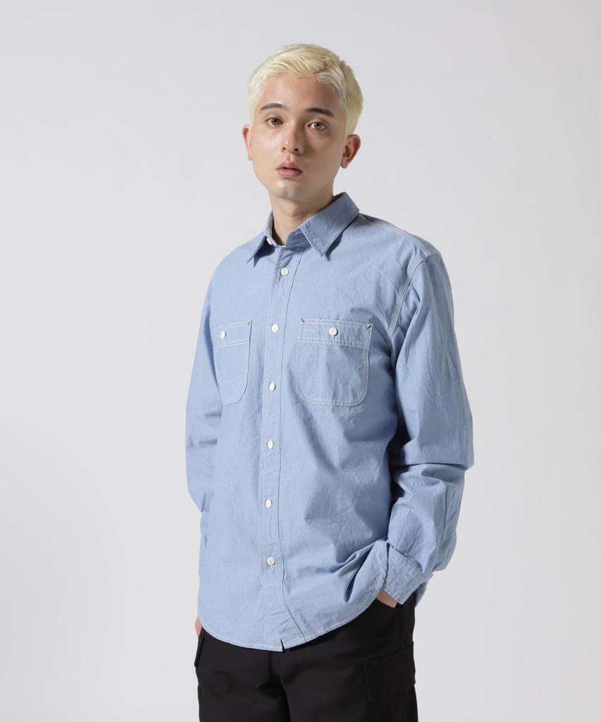 AVIREX DAILY BASIC CHAMBRAY LONG SLEEVE SHIRT Long Sleeve Basic Chambray Shirt 2XL 110 Blue Men's 783-3920003