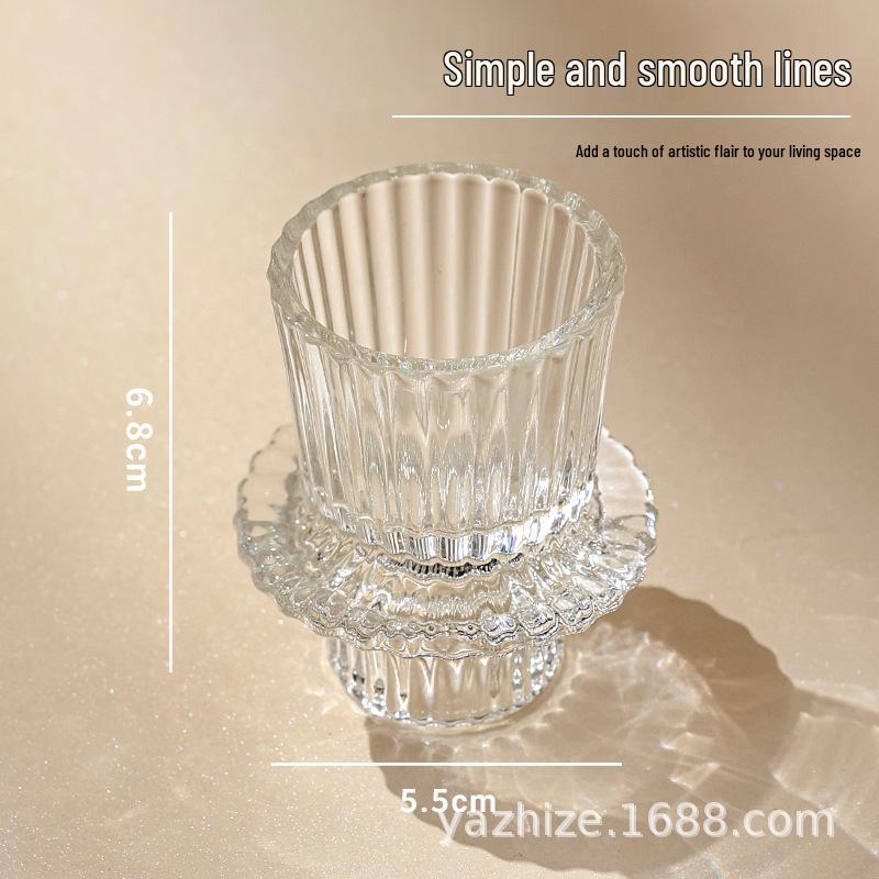 European Stripe Glass Candle Holder for Romantic Dinners