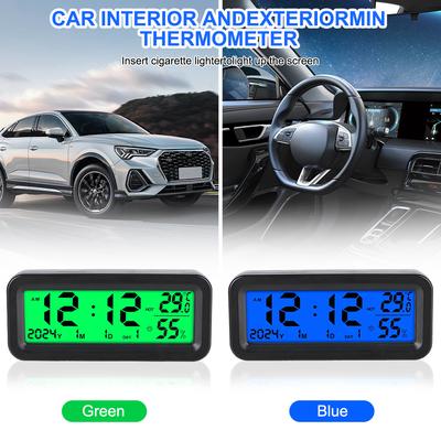 Interner Aufkleber Solar-Automobile für Armaturenbrett Autouhr Datum Woche Temperatur Luftfeuchtigkeit LCD-Hintergrundbeleuchtetes Display Auto Digitaluhr