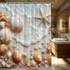 Cortină de duș cu scoici și stele de mare, artă cu viață marină oceanică, decor baie, perdele de baie marine costiere pentru interior modern de casă
