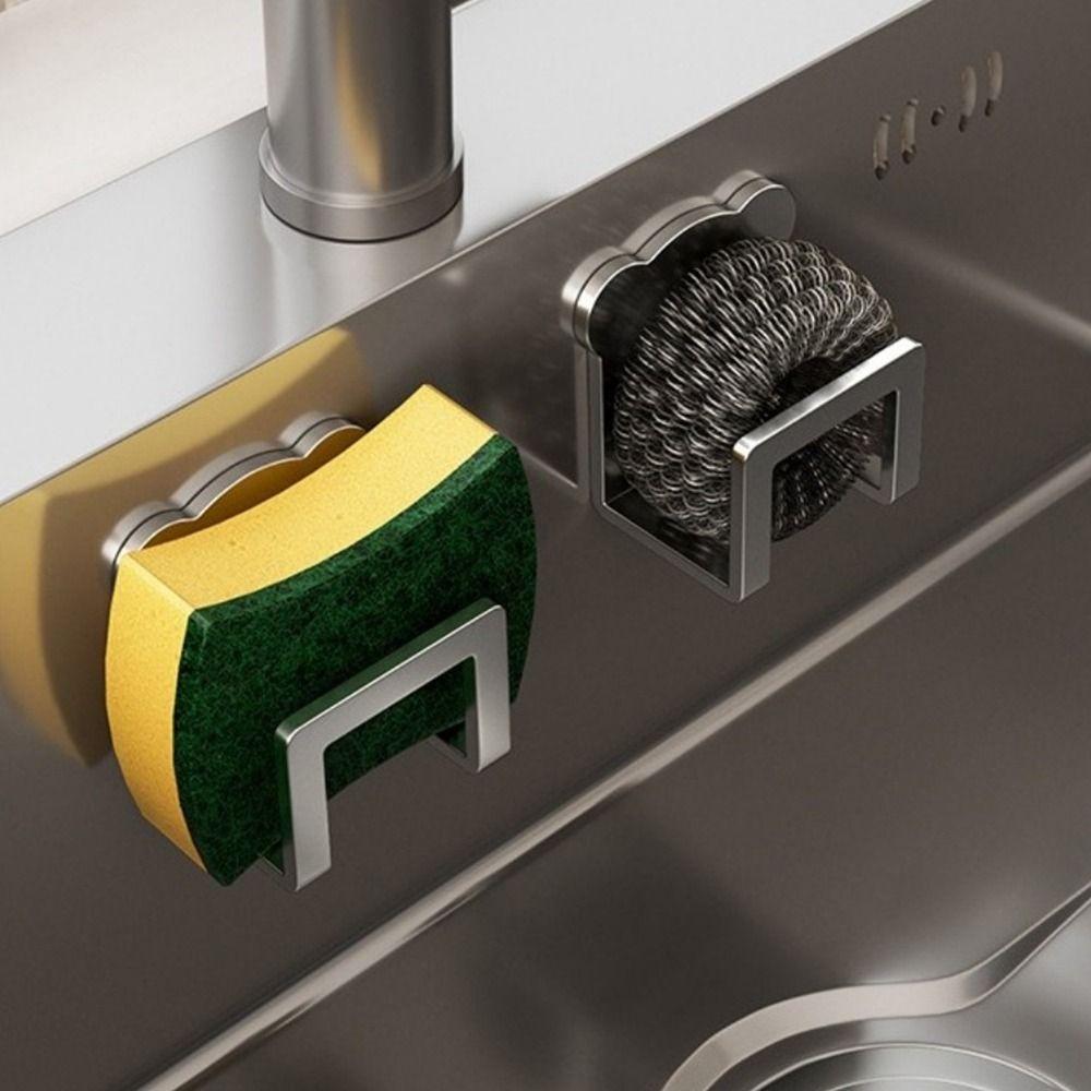 Stainless Steel Pot Lid Rack Wall Mounted Sink Sponge Organizer Sink Sponge Holder  Bathroom