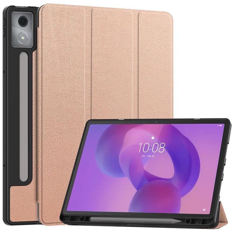 3-Fold Flip Case With Stylus Slot Lenovo Xiaoxin Pad Pro 12.7 Inch Tablet TPU Cover Shockproof Sleep Wake Support