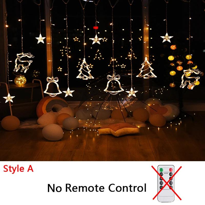 Christmas Decor String Garland Curtain Light LED for Wedding Home Christmas Tree Ornament 2024 Navidad Xmas Gift 2025 New Year