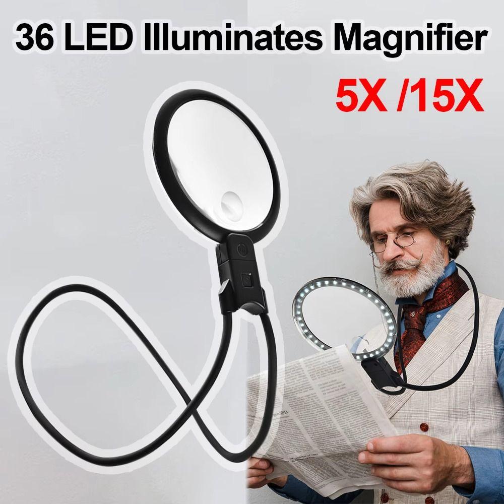 Rechargeable Reading Magnifying Glass 36 LED Full Book Page Magnifier  Book Reading
