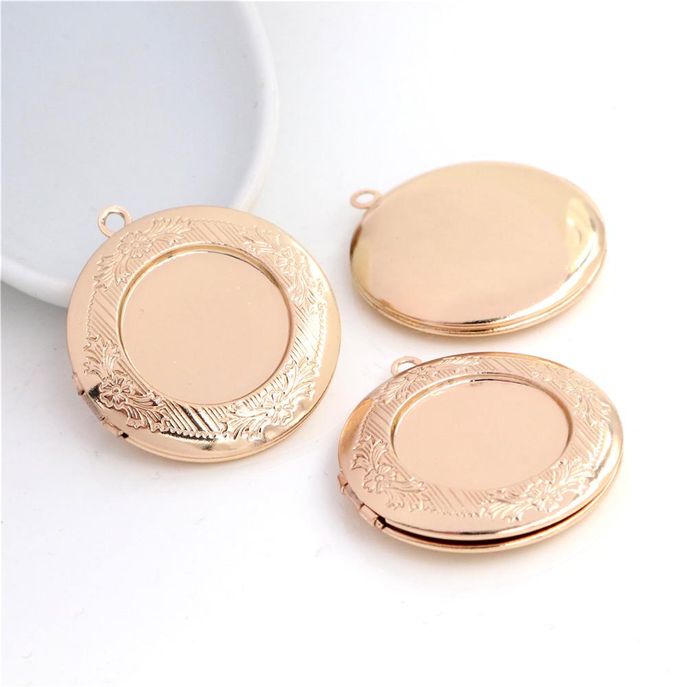 2pcs Inner 20mm Photo Locket Pendants Jewelry Tray Locket Pendant for DIY Cabochon Photo Essential Oil Diffuser Necklace