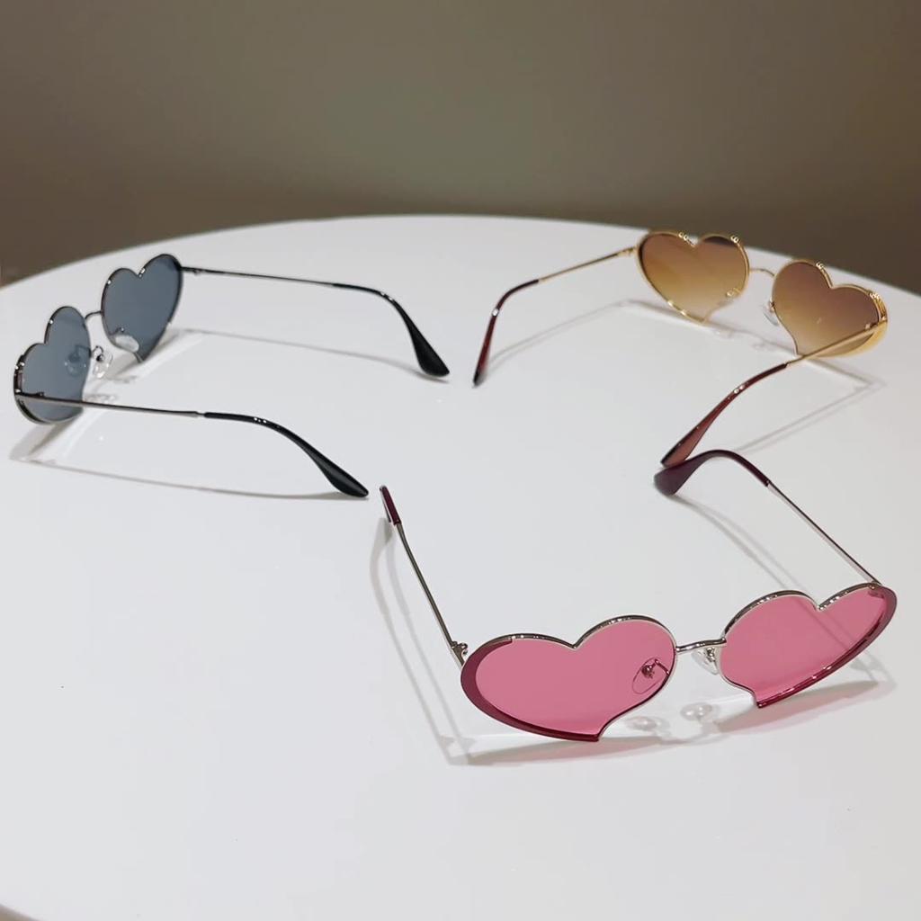 European and American Personalized Metal Fashion Heart-Shaped Glasses Sweet and Cute Women's Love Sunglasses