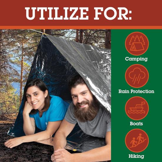 Portable Emergency Tent Ultralight 2 Person Triangle Survival Tent Waterproof Windproof Outdoor Hiking Camping Tube Shelter