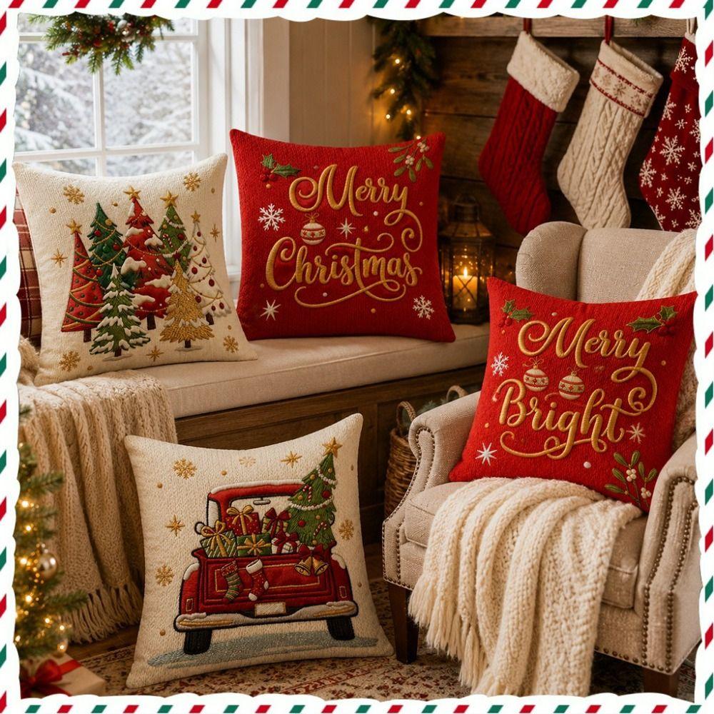 Machine Washable Christmas Pillow Covers 45x45 cm Square Pillow Case  Holiday Season