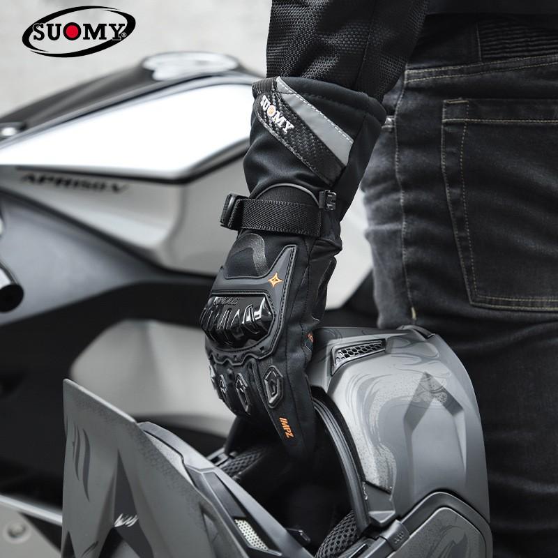 SUOMY Winter Motorcycle Gloves Men Warm Waterproof Windproof Impact Resistant Touchscreen Compatible Cycling Protective