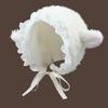 Y2K Sheep Ear Plush Hat Japanese Style Ear Protection Cap Pullover Hat Lolita Lace Hat  Outdoor