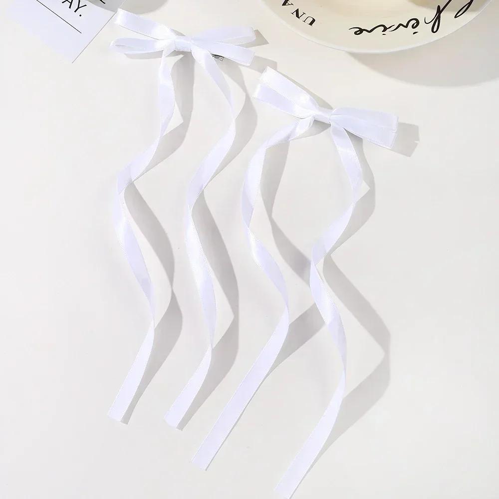 2 Pcs Fabric Hair Bow Hairpin for Women Girls Ribbon Hair Clips Headwear Black White Bow Top Clip Female Hair Accessories