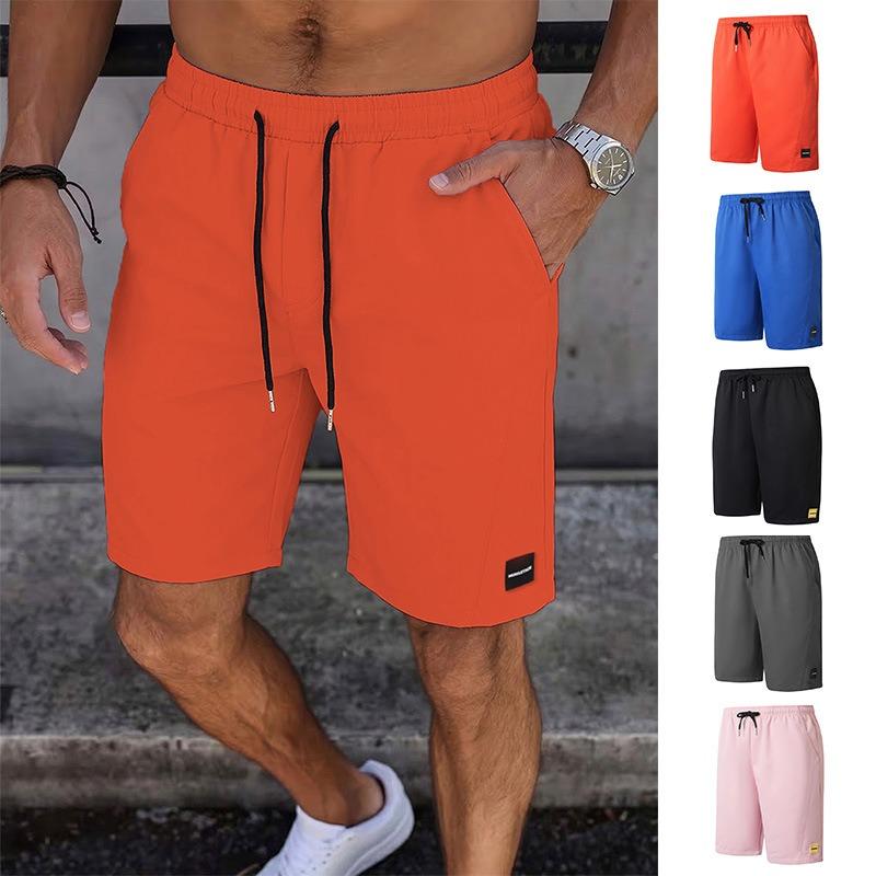 Spring and Summer Shorts Casual Drawstring Pockets Elastic Multi-color Solid Color for Men