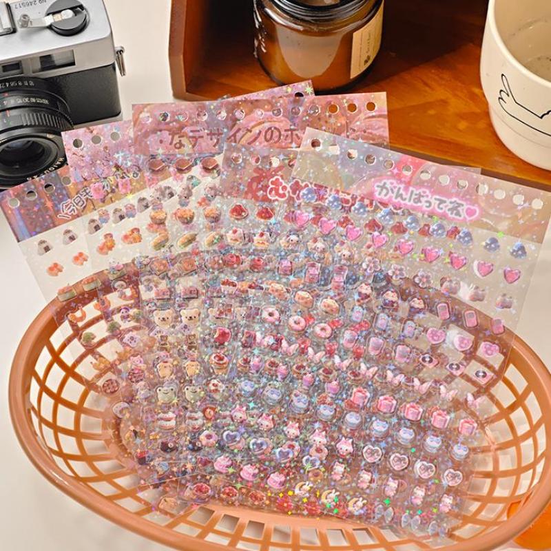18Sheets/Book Cute Mini Desserts Cut Film Sticker Book Creative Handbook Diy Scrapbook Book Phone Decoration Collage Stationery