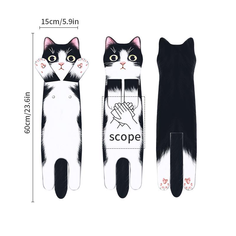 Ultra-Absorbent Cartoon Cat Hand Towel: Double-Layer Microfiber Hanging Cloth