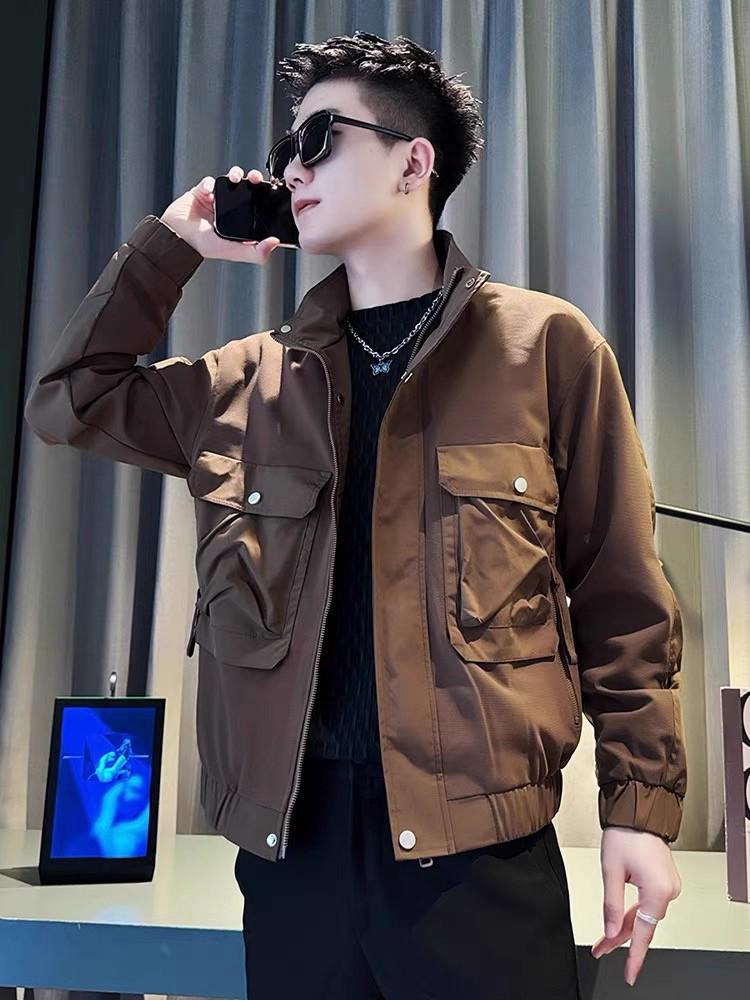 Men's Trendy American Style Stand-Up Collar Jacket, Spring/Fall 2025 Casual Workwear Top