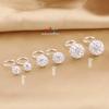 999 Pure Silver Stud Earrings with Sterling Silver Hooks, Unisex Fashion, No-Remove, Student-Friendly, Diamond Ball Design.