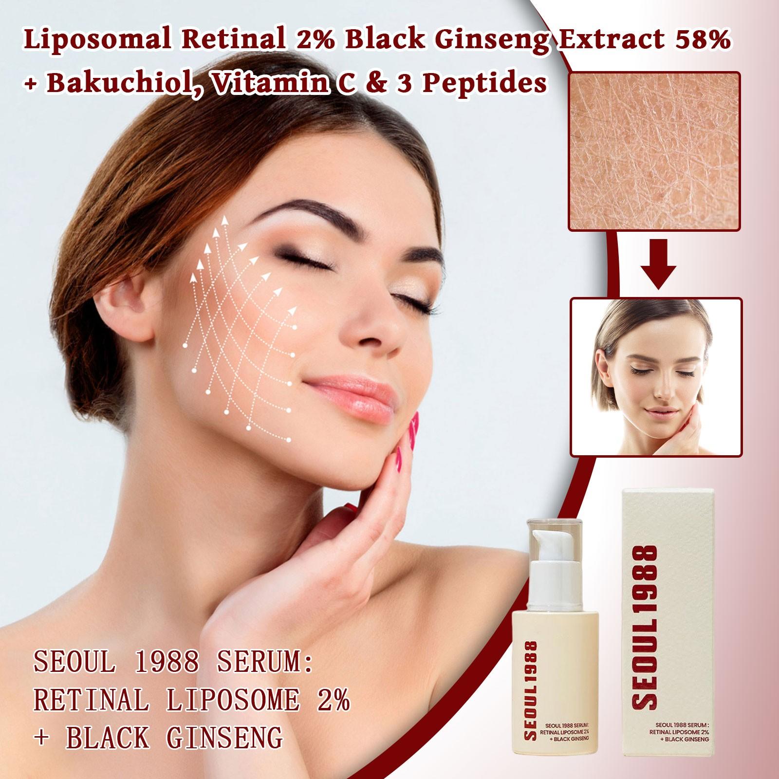 

сыворотка: Ретинол Липосома 2% + Черный Женьшень, 30мл/1.01 жидк. унц. | 58% Экстракт Черного Женьшеня | Ретинол, Бакучиол, C и 3 Пептида для Ухода за Морщинами | One Size