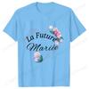 French Team Bride Squad T-shirt Flower Graphic Bridal Shower Wedding Tops Women Bachelorette EVJF Party Blouses Bridesmaid Tees