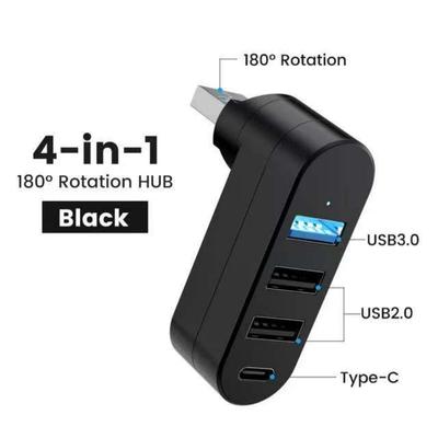 Rotatable USB 3.0 HUB Type C Splitter 4 Ports Multiple Expander For Computer Laptop NoteBook Mouse Keyboard U Disk Data Transfer