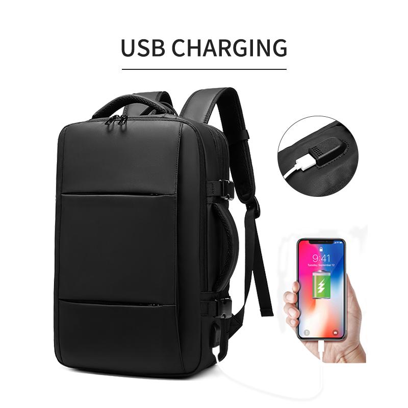 Reiserucksack für Männer Erweitern 39L Business 17 Zoll Laptop-Rucksack Rucksack USB-Aufladung Wasserdichter Wander-Outdoor-Rucksack