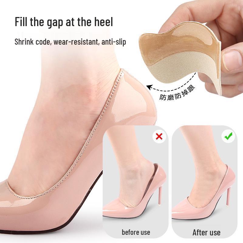 Fan-shaped Soft Elastic Heel Stickers - Anti-wear, Size-Adjusting, Anti-slip Cut-and-stick Half-size Insoles for Loafers.