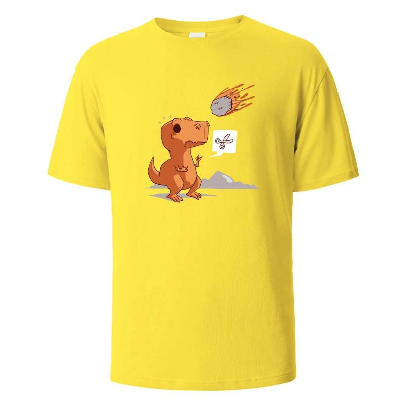 Dinosaurier und Meteorit Aufdruck Streetwear T-Shirt Lässige Kurzarm Oberteile Sommer T-Shirts Für Männer Frauen Baumwolle Rundhals Oversize