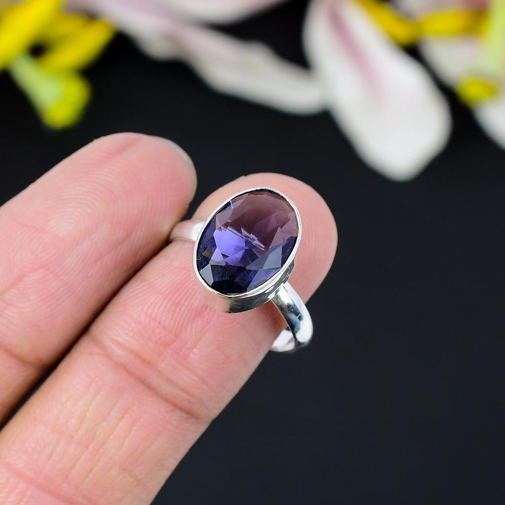 Amethyst Gemstone Handmade 925 Sterling Silver Jewelry Ring Size 6.5 KG-352