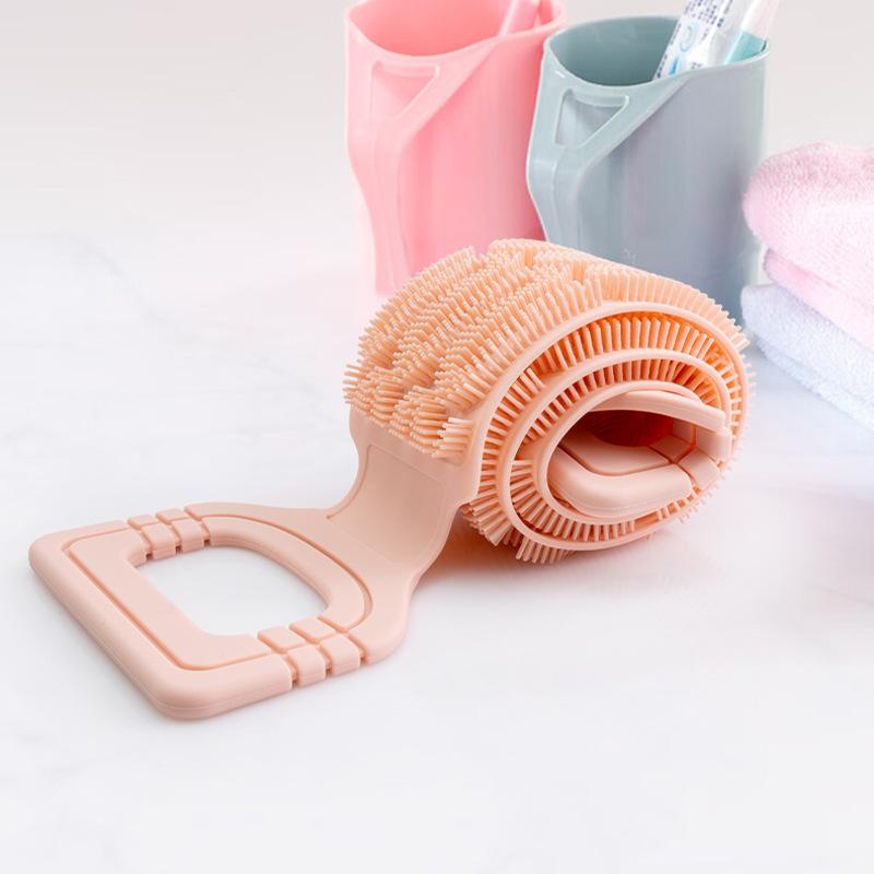 Silikonová záda škrabka ručník s lanovými rukojeťmi - Exfoliační koupelnový nástroj pro hloubkové čištění, texturovaný povrch pro snadný dosah