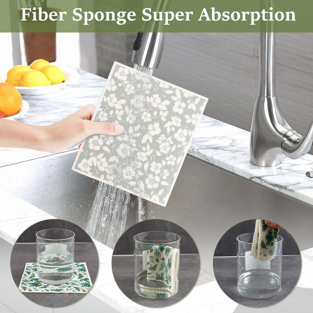 Swedish Dishcloths Soft Cellulose Sponge Cloths Environmentally Friendly Cleaning Wipes Absorbent Kitchen Counter Rags for Wash