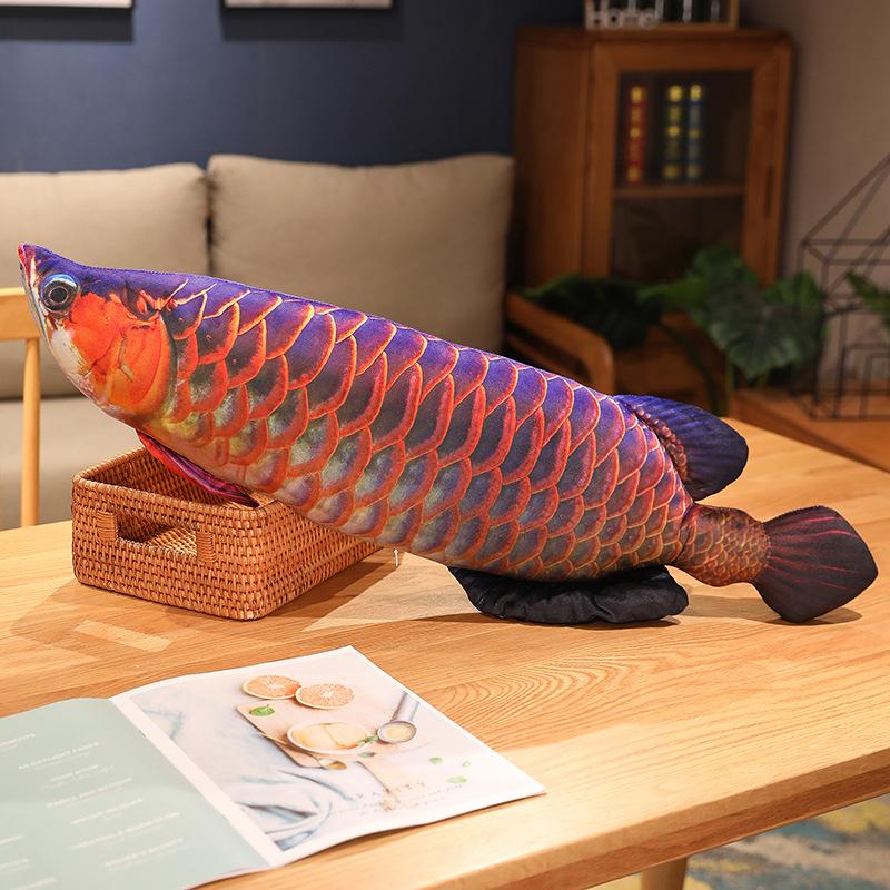 Nice 1pc Cuddleable Lifelike Gold Arowana Plush Toys Stuffed Soft Fish Doll Soft Fish Pillow Plush Arowana Cushion Cat's Toys