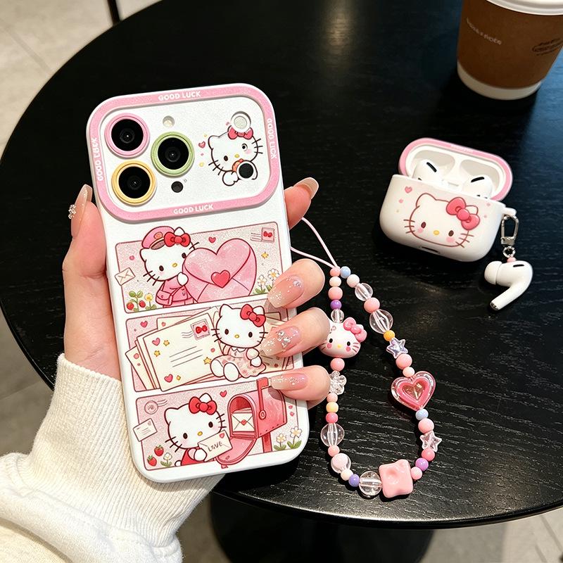 2026 Glitter 6D Embossed KT Cat Case for Apple 17 Pro Max/16 Pro Max/15: Full Coverage, Creative & Soft