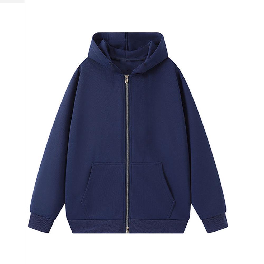Unisex Heavyweight 720g Cotton Zip-Up Hoodie - Solid Color, Loose Fit, Super Thick, Cardigan Style