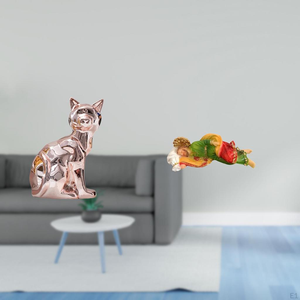 Joseph Cat Sculpture Decorative Figurine Animal Art Craft Ornament for Fireplace Desk Display