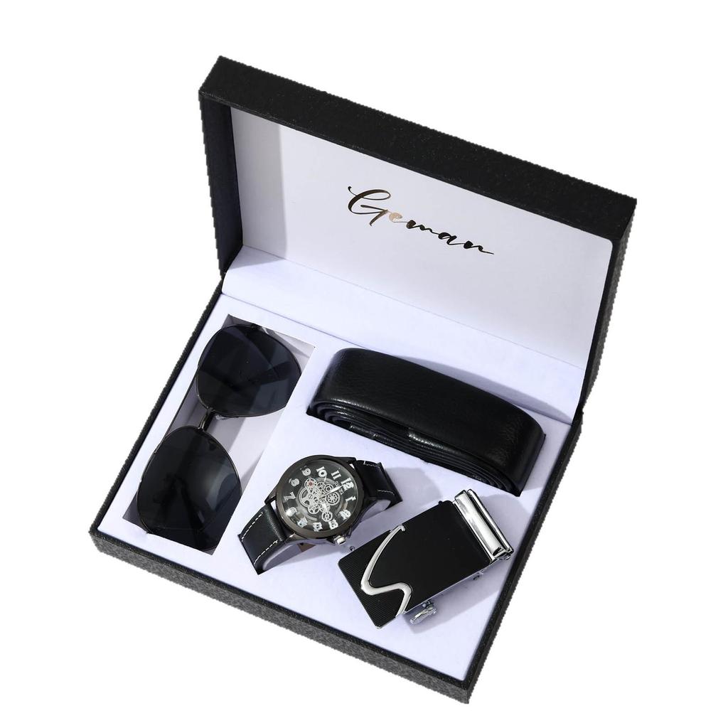 Weihnachtsgeschenkset: Ledergürtel, Uhr, Brieftasche für Freund