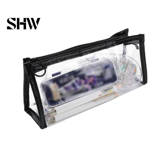 Portable Makeup Gadget Pouch Transparent PVC Pencil Case, Large Capacity Waterproof Stationery Korean Style Holder Organizer, Durable Zipper