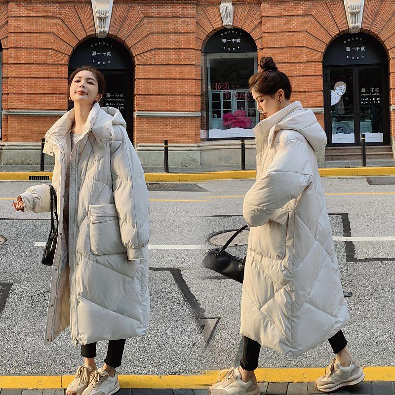 Podzimní zimní vycpaná dámská středně dlouhá zimní bunda s vycpávkou silnější než pod kolena