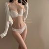 French Premium Satin Lingerie Set, Thin Minimizer Soft Underwire Lift Anti-Sag Bra for Full Bust Women
