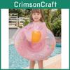 Adorable Animal Pattern Children's Swim Float With Handle Inflatable Inner Ring Pink