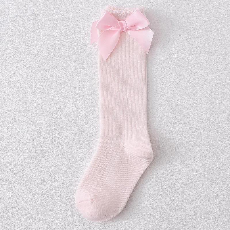 Kids Socks Toddlers Girls Big Bow Knee High Long Soft Cotton Lace Baby Kniekousen Meisje  Children Clothing Baby Stuff