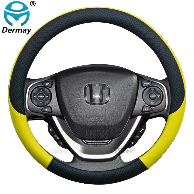 100% DERMAY Brand PU Leather Car Steering Wheel Cover for Honda Freed GB3/GB4/GP3/GB5/GB6/GB7/GB8 2008~2022 Auto Accessories