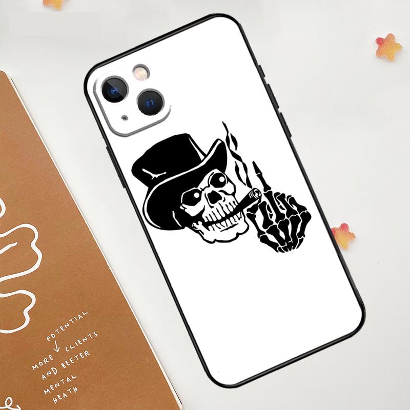 Middle Finger Skeleton Skull Bone Case For Apple iPhone 16 15 14 12 11 13 Pro Max Mini XR 15 16 Plus 16e Protective Cover