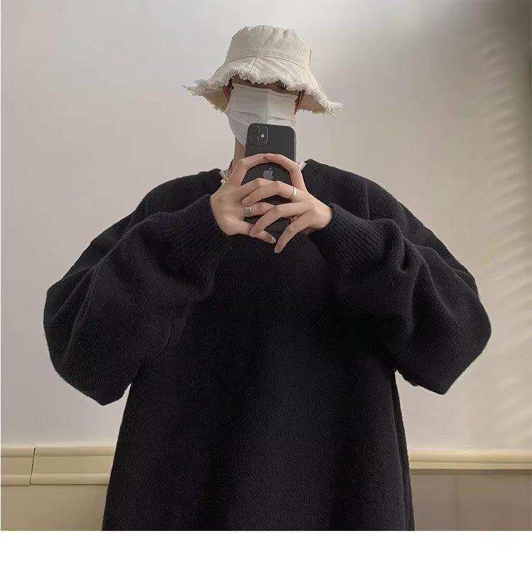 Men's Retro Knit Base Layer - Loose Fit for Autumn & Winter