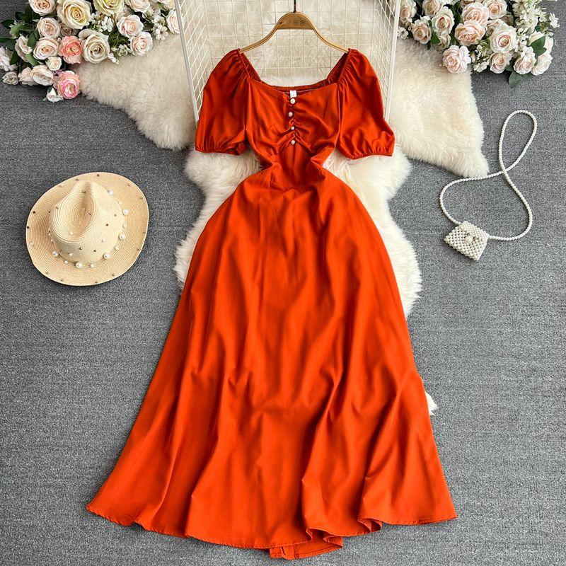 

Wine Red French Bubble Dress Engagement Dress Orange color One size