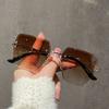 Women Gradient Square Sunglasses Large Frame Mirror Lens UV400 Protection Fashionable Eyewear New Style