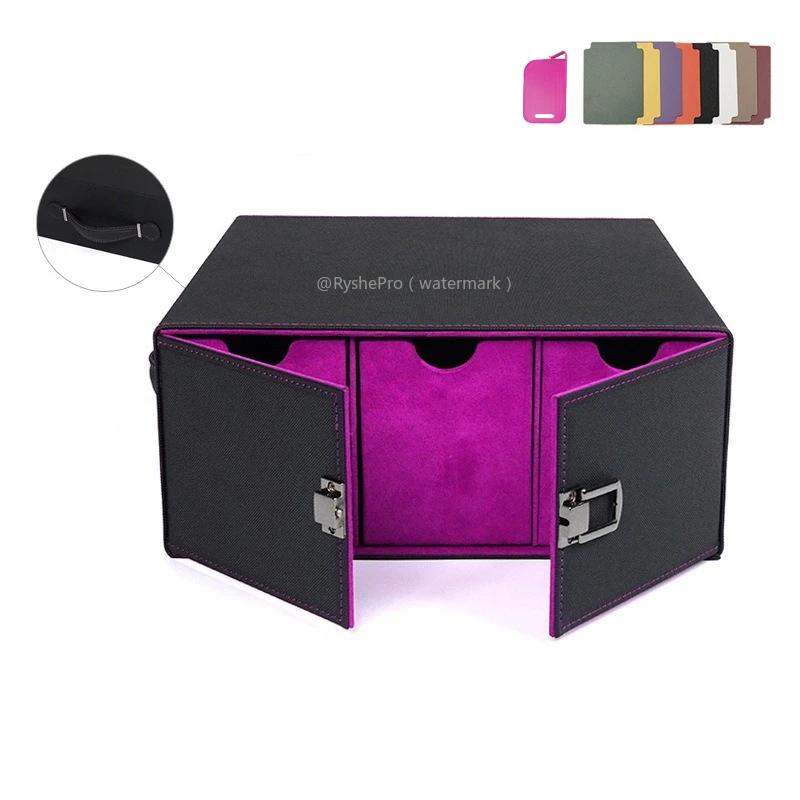 Large Capacity Card Deck Box Holds 1000+ Trading Cards PU Leather Handheld Card Storage Box for MTG TCG Baseball Sport Cards