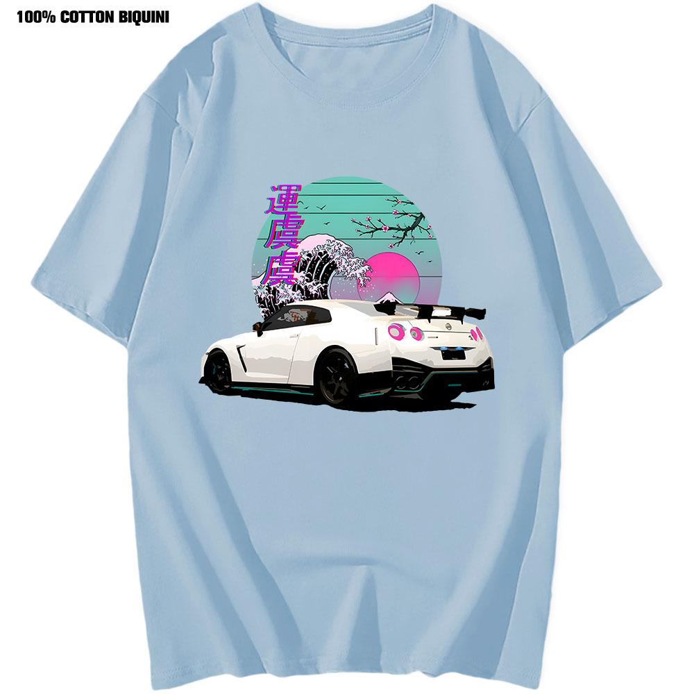 Anime T Shirt For R35 Skyline GTR Vaporwave JDM Legend Car Print Shirt Men Short Sleeve 100% Cotton Graphic T Shirts