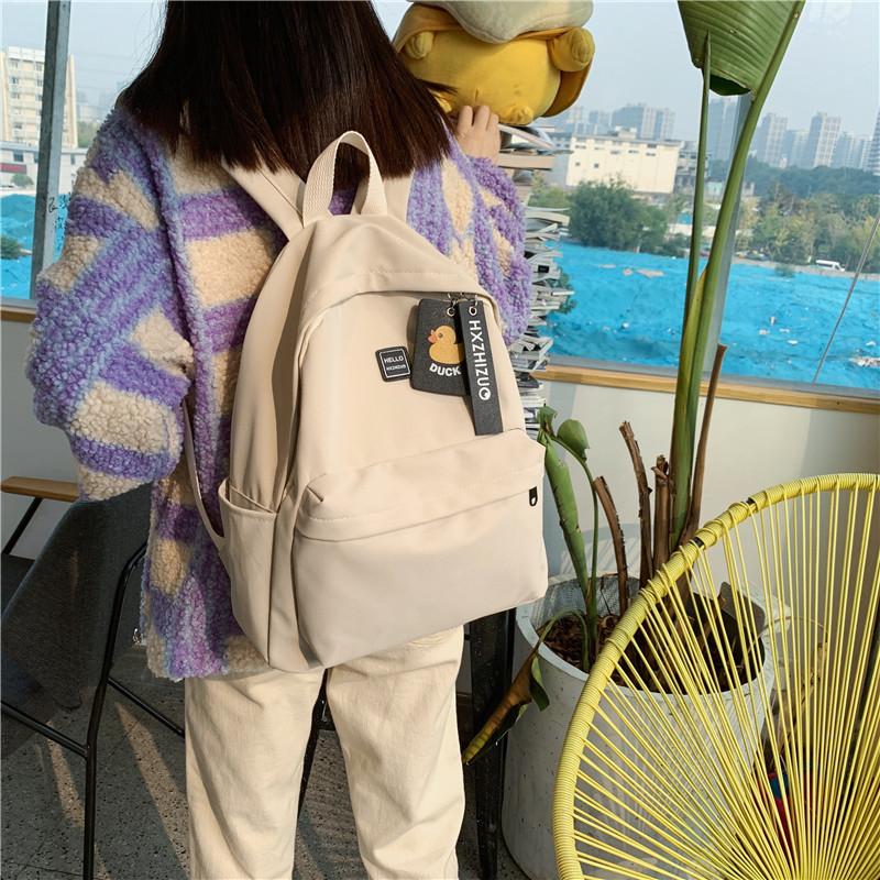 Spring Backpack Japanese Style Simple New Women Harajuku Style College Style Trendy Solid Color Student Backpack